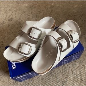 White Birckenstock Arizona Sandals